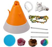 Plush Balls with Dynamic Motion: The interactive cat toy is designed with soft plush balls inside, which whirl and tumble through 360-degree flexible rotations for endless entertainment. This continuo
