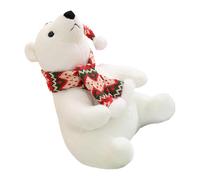 Plush Bear - Polar Stuffed Animal for Holiday Decor | Adorable Scarf Wearing Doll with Soft Huggable Material & Lightweight Design for Kids Girls Sofa Bedside Living Room Bedroom Nursery Home