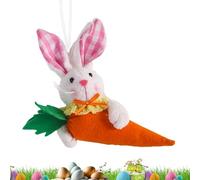 Plush Bunny Decoration - 14cm Handmade Fabric Stuffed Doll, Bunny Holding Carrot Plush Pendant, Farmhouse Rustic Ornament, Easter Ornament | Spring Holiday Home Decor For Trees