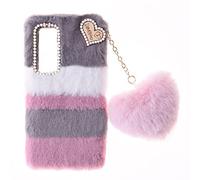 Plush Case para ZTE nubia RedMagic 10 Air Funda de Silicona Bumper Fluffy Fur Protección Case Bonita LOVE Funda Fluffy con Purpurina Shockproof Carcasa para ZTE nubia RedMagic 10 Air,Collage Gris