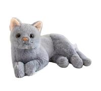 Plush Cat, lindo con relleno animal, suave almohada de 12 pulgadas, color gris para detalles decorativos, juguete decorativo para niños, dormitorio y muebles de confort