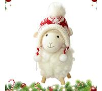 Plush Christmas Lamb Ornament - Knitted Hat Sheep Doll | Desk Decor