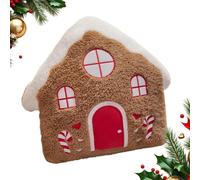Plush Christmas Pillow 12.6x12.6in Soft Cute Gingerbread House Cushion