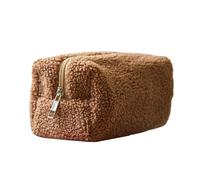 Plush Cosmetic Bag,7.48x3.54x3.54 Inches Large Capacity Makeup Storage Pouch For Travel - Comfortable Protective Cosmetic Tools Holder For Mother, Wife, Girlfriend, Women, Café, Fare riferimento alla