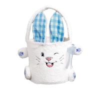 Plush Easter Bunny Basket, Easter Egg Hunt Bunny Basket, Soft Easter Basket Bags, Rabbit Themed Easters Egg Bucket 22x20cm for Present, Event Decoration, Indoor, Outdoor, Pink, Blue Color