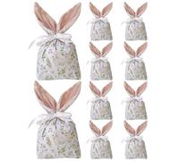 Plush Easter Cookie Bags, Bunny Ear Drawstring Pouches, 9.06x5.91 Inches Soft Fabric Bags with Build, Cute Colorful Design, Holiday Party Style, Treat Bag or Birthday and Family Gathering