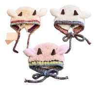 Plush Hat - Soft Earflap | Winter Cap, Soft Warm Windproof Earflap | Knitted Animal Hat Sheep Ears | Use for The Women Girls And Ladies Teens Adults Commuting School Travel Cycling, rosa, 3XS