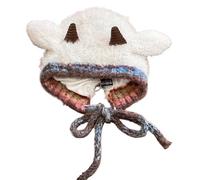 Plush Hat - Soft Earflap | Winter Cap, Soft Warm Windproof Earflap | Knitted Animal Hat Sheep Ears | Use for The Women Girls And Ladies Teens Adults Commuting School Travel Cycling, crema colored, 3XS