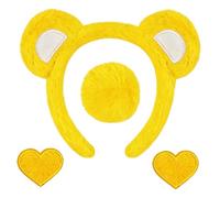 Plush Headband - Bear Ears and Tail Kit for Dress Up Fun | 4pcs Costume Prop Set with Elastic Band & Matching Tail Detail Feature for Holidays, Outdoor Events, Home Photos and Vacation