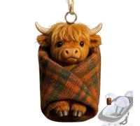 Plush Highland Cow Decor for Kids - Interactive Detachable Figurines, Cute Stuffed Animal Ornament for Nursery Styling and Holiday Display | Soft Highland Cow Hanging Toy for Birthday Gift, Home