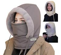 Plush-Lined Thermal Winter Hat with Face Mask for Men & Women - 4-in-1 Windproof Fleece, Neck Warmer & Ear Protector for Cold (B-1)