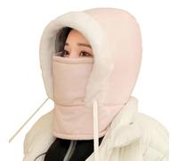 Plush-Lined Windproof Thermal Hat, Cold Weather Fleece Face Mask Hood, for Ski, Snowboard, Cycling, Running, for Men & Women (Pink)