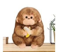 Plush Monkey Doll - Short Plush PP Cotton 30cm | Cute Stuffed Animal Banana Holding Toy | Soft Decorative Cushion Gift For Kids Birthday Bedroom Living Room Bedside Shelf Display