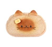 Plush Pencil Case - Cat Toast Style Organizer, Cartoon Aesthetic Bag, Soft Material Storage Pouch, Lightweight Zipper Design | School Kindergarten Supplies Kit, Kids Teen Accessories, Cute Stationery