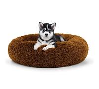Plush Pet Bed Dog Cat Round Donut Calming Dog Bed Fluffy Cushion Cuddle Pet Sleeping Nest for Small Medium Cats Puppy Non-Slip Bottom Gray 70CM (Brown 80CM)