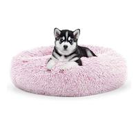 Plush Pet Bed Dog Cat Round Donut Calming Dog Bed Fluffy Cushion Cuddle Pet Sleeping Nest for Small Medium Cats Puppy Non-Slip Bottom Gray 70CM (80CM)