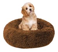 Plush Pet Bed Round Cat Dog Calming Bed Donut Cuddler Washable Pet Bed Super Soft and Fluffy Puppy Cushion Mat for Warm Sleeping Gray 60CM (Brown 50CM)