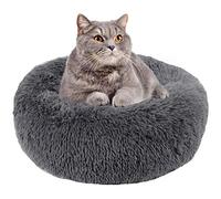 Plush Pet Nest Bed Ultra Soft Donut Cuddler Round Kennel Cat Nest Self Warming Dog Cat Mattress Cuddler Cushion Improved Sleep Washable Color a 100CM (Dark Gray 80CM)
