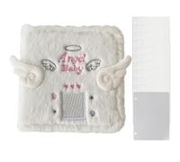 Plush Photo Album Binder,Cute Soft Cover Folio Scrapbook with 20 Refillable Pages,Portable Stationery Memory Book,Multi-Pocket Memory Book for Cards,Gift for Girls,Friends (White)