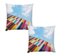 Plush Pillow Case Cojines Salon Modernos Color Block Splicing A Corner of The City - Fundas Cojines 22 "x22 " , Cojines Marineros , Almofadas Para Sofá - Peluche Suave, Cierre Invisible