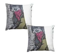 Plush Pillow CaseFunda Cojín Peluche Masked Girl Doodle - Antiarrugas, Suave Con Cierre Invisible - Fundas Cojines Sofá , Cojines Cama , Fundas Cojines 24 "x24 " , Cojines Decorativos