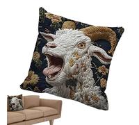 Plush Pillow Covers - 18X18 Inch , Goat Screaming Pillow Case ,Decor Solution | Time-Saving Care ,Soft Pillowcase For Farm Animal Lovers Rural Lifestyle Enthusiasts Young Adults Sofa Living Room