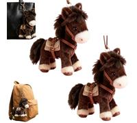 Plush Pony Charm & Keychain,Soft Fluffy Horse Pendant,Cute Pony Shape Backpack Ornament,Good Luck Gift for Festival,New Year (2PCS)