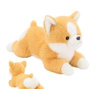 Plush puppy design stuffed animal, Dog plush pillow toy, Soft stuffed dog toy for kids, Comfortable dog plush 45cm for birthdays, present, sofa, bed, home, travel, Light Brown, Dark Brown color