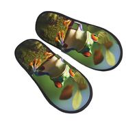 Plush Shoes Árbol De La Rana De La Paz Impreso Lavable Felpa Pantuflas Antideslizantes Slippers Para Viaje Hotel Dormitorio L