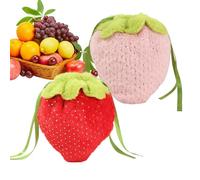 Plush Strawberry Goodie Bags, Stuffed Treat Organizer, Soft Drawstring Pouch, Multipurpose Party Favor Bag for Easter Eggs, Snacks, Presents, 20 x 20 cm 75 g Multicolor