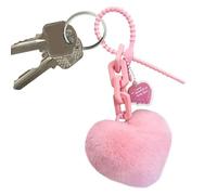 Plush Stuffed Keychains, heart shaped Cuddly Toys, Soft Furry Pendant 3 X 3 Inches, Purse Accessory, Car Decoration for Bag, Teens, Girls, Women, Men, Family, Friends, Pink