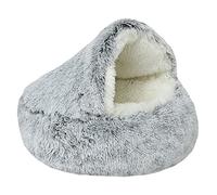 Plush Tiny For House Half Close - Bolsa para mascotas suave y transpirable que mantiene el calor, 15/19 pulgadas, a prueba de viento, cómodas casas para cachorros para invierno, suave y antideslizante