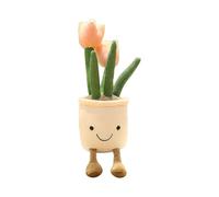 Plush Toy, 13.7" Flower Pot Stuffed Plushie Pillow Decoration, Soft Fluffy Toy Plants (Pink-Tulip)