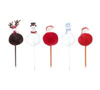 PLUSHCEWT 5 pcs Bolígrafo de Navidad Plumas de Gel Suave de Navidad Bolígrafo Suave Santa Reno Muñeco de Nieve Bolígrafos Lindos de Navidad de Dibujos Animados