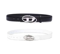 PLUSHCEWT Diesel Cinturones Juego de 2 Cinturones Y2K para Mujer Cinturón de Cintura Moda con Hebilla en D ovalada, Cinturón Vintage de Cuero PU de 105 cm de largo, Accesorio de Moda para Jeans y