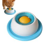 PLUSHCEWT Juguete para perros con bola giratoria, alfombrilla antideslizante, juguete interactivo para comer lentamente, para perros y gatos (12 x 12 x 4,2 cm), color azul