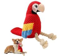 PLUSHCEWT Juguetes chirriantes para perros, juguetes interactivos de loros para el aburrimiento, juguete para cachorros a partir de 8 semanas con cola arrugada y nudos de cuerda, juguete de peluche