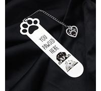 PLUSHCEWT Marcapáginas Metal Marcadores de Libros Perro Marcapaginas Acero Inoxidable con Colgante Marcadores Accesorios Regalos para Lectores Amigos Adultos y Niños Maestros Cumpleaños (B)