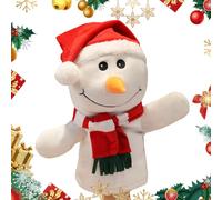 PLUSHCEWT Marionetas de Mano de Navidad Títeres de Mano de Reno de muñeco de Nieve Papá Noel Juguetes para niños Muñeco de Peluche de Navidad con Boca Abierta para narración de Cuentos Enseñanza (A)