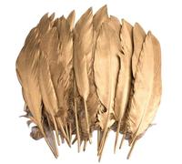 PLUSHCEWT Plumas Doradas para Manualidades, 40 Plumas de Ganso Naturales con Punta Dorada para Bodas DIY, Fiestas, Atrapasueños, Alas de Ángel, Árbol de Navidad y Decoraciones Navideñas (A)
