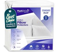 PlushDeluxe Protector De Almohada Estándar Hipoalergénico 100% Impermeable (Juego De 2) Sin Vinilo