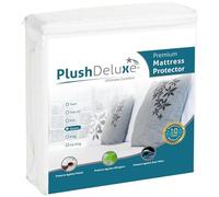 PlushDeluxe Protector De Colchón, Funda De Colchón Hipoalergénica Impermeable, Transpirable Sin Vinilo Superficie De Felpa De Algodón Suave (Tamaño Queen)
