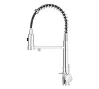 PLUSSEN Grifo de cocina de 3 vías con espiral y alcachofa de ducha extraíble para sistemas ósmosis filtro agua agua monomando mezclador monomando para fregadero potable (19-cromo)