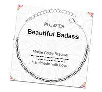 PLUSSIDA Pulsera de acero inoxidable con cuentas en código morse, regalos inspiradores únicos y divertidos para hombres y mujeres, amistades, regalos de cumpleaños para mejores amigos, amantes,