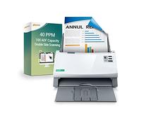 Plustek SmartOffice PS3140U - Escáner de documentos dúplex de alta velocidad con alimentador automático de documentos, 40 ppm, 100 páginas, para PC y Mac, fácil configuración para uso en oficina, escaneo con un solo toque y ahorra