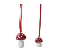 Pluto Design Set de 2 colgantes de Navidad Flugsvamp Blanco-rojo