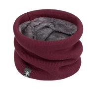 Pluto & Fox Braga Para El Cuello Térmica Unisex Color Liso De Lana De Ganchillo Con Borreguito Por Dentro Para Invierno Cálido Pasamontañas Para Ciclista Motociclismo (Granate)