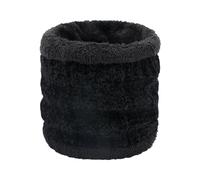 Pluto & Fox Bragas Para El Cuello Térmica Unisex Mujer Y Hombre Diseño Liso De Lana Ganchillo Con Borreguito Por Dentro Para Invierno Cálido Pasamontañas Para Ciclista Motociclismo (Negro)