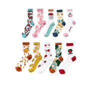 Pluto & Fox Calcetines Alto Mini Medias Crystal De Mujer Con Dibujo Gracioso Transparente Para Primavera Verano Juego de 10 Pares Con 10 Diseños Diferentes (35-40, Multicolor)