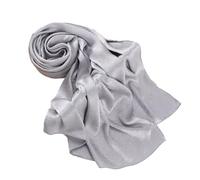 Pluto & Fox Fular Para Mujer De Seda Satén Con Diseño Arrugado Pañuelo Color Liso Brillante (Talla única, Plateado)